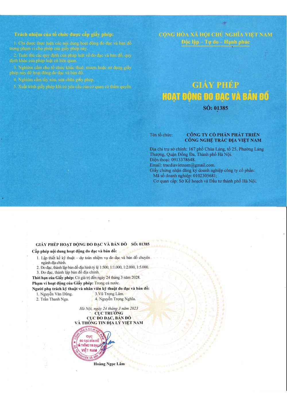 giấy phép đo đạc bản đồ